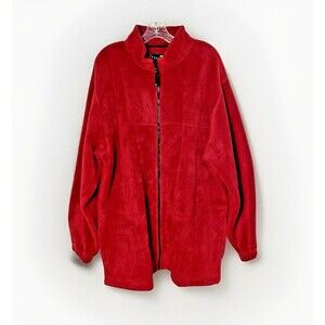 Sport NWT Fleece Jacket Mens Size XL Tall Full Zip Front Red Pockets Relaxed Fit